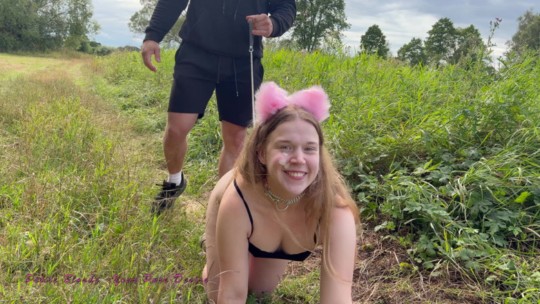 Petite blond your pure desire: Pet Girl Gets Taken Out on a Leash for a...