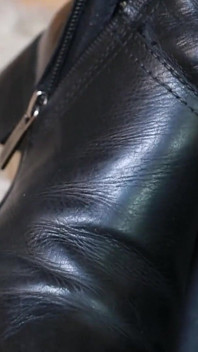 Polka Dot Tights & Boot Tease in Black Minidress