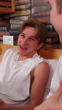 Two Guys with Big Cocks Fuck Stepbrother's Tight Asshole Hard