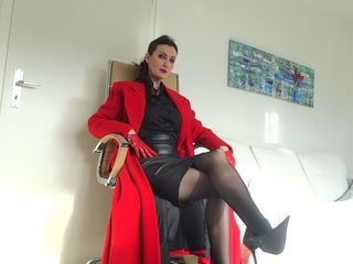 Lady Victoria Valente: Фетиш червоного пальто - зворотний відлік сперми, інструкція з дрочки