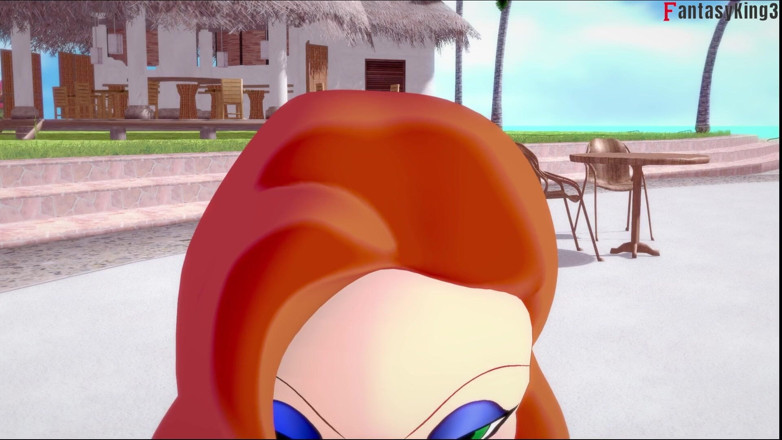 Fantasy king: Jessica Rabbit usando um biquíni em primeiro plano