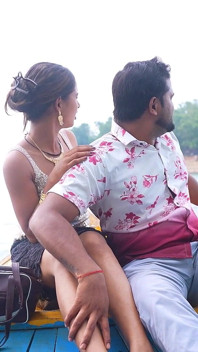 Couple Enjoy in River and Mountain