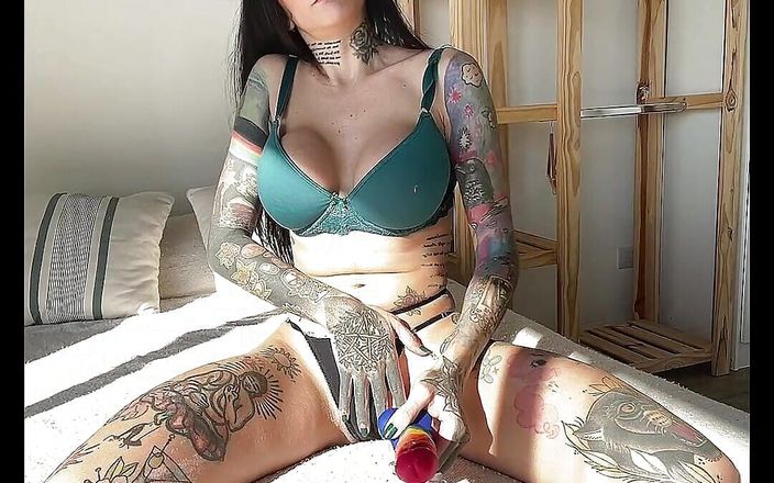 Latinxbabe: Latin Brunette with Big Boobs Fucks a Rainbow Dildo