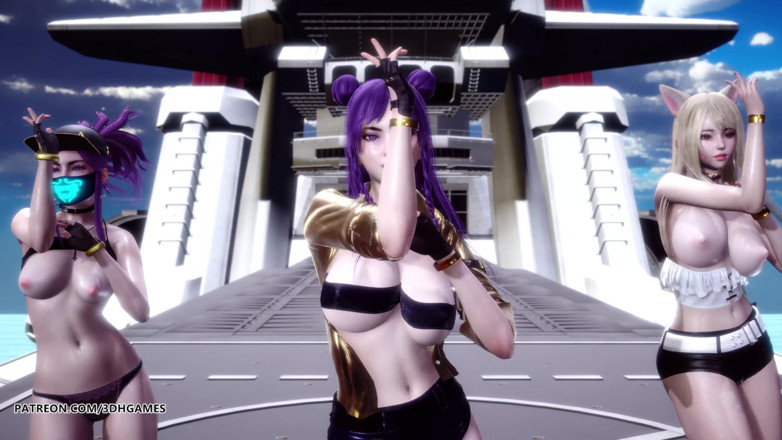 3D-Hentai Games: Helicopter sexy striptease Ahri Akali Kaisa Seraphine league of legends...