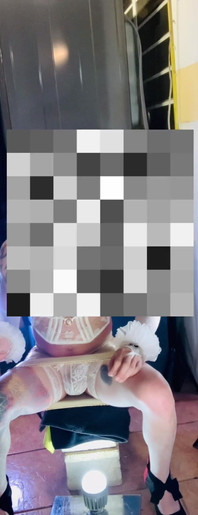 TS Shemale in High Heels Very Sexy White Stocking Lingerie Showing His Panties Outside