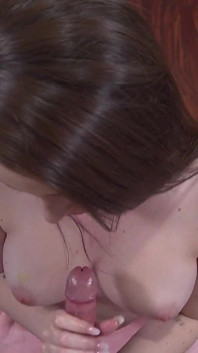 Dark-haired Piss Whore Gives Handjob