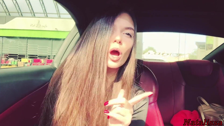Natalissa: Sloppy blowjob and deepthroat in car
