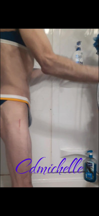Crossdresser Cdmichelle Getting Ready to Take a Swimsuit Shower