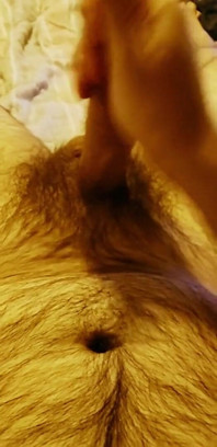Solo Male Cumshot on Hairy Belly