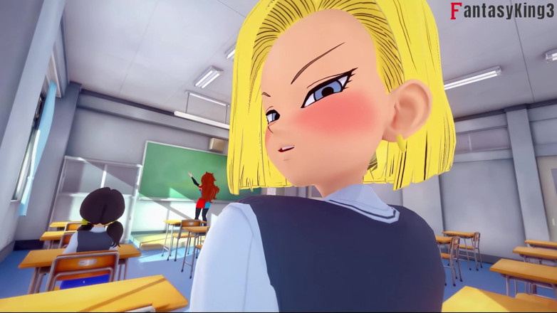 Fantasy king: Android 18 seduce Gohan all'università - dragon ball zex serie