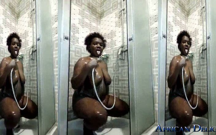 African Beauties: Baculatá Ebony a kamarádka, sexy sprcha a chcací zábava
