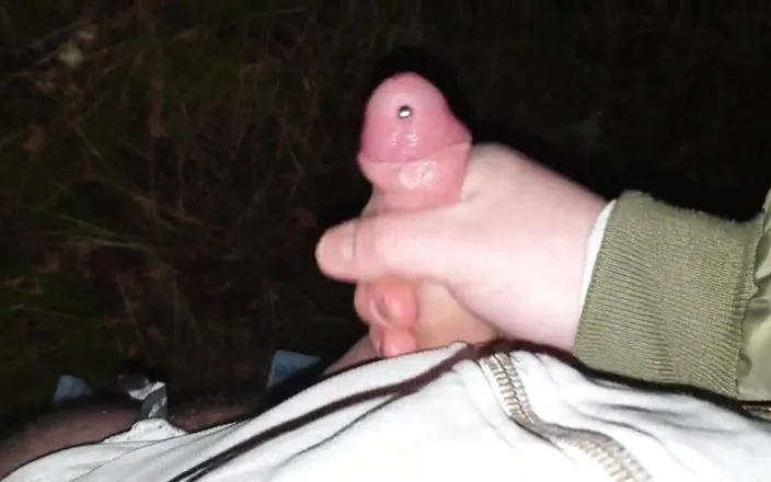 PiercedSwedishCock: Stroking My Pierced Cock in the Woods + Cumshot with Moaning