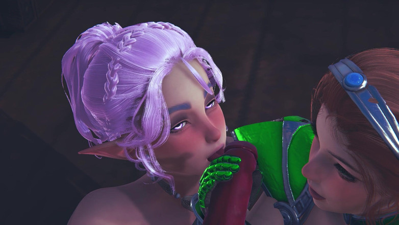Waifu club 3D: Dvě elfky kouří velkého ďáblova ptáka