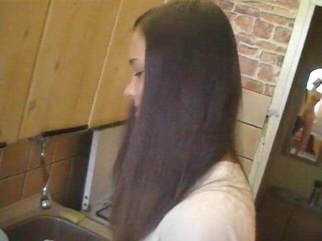 POV Orgasms: Sexy teen making salad and fucking