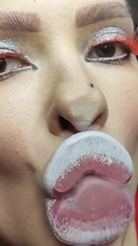 White Lipstick French Kisses From Perfect Latex Bimbo