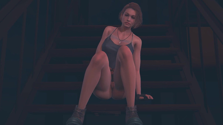 Waifu club 3D: Jill valentine lagi asik masturbasi di tangga