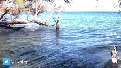 Ziva Fey: Ziva Fey - Getting wet fully clothed in the ocean