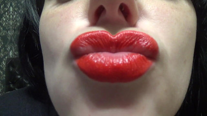 Goddess Misha Goldy: Kiss me baby! Red lipstick and big sexy lips fetish
