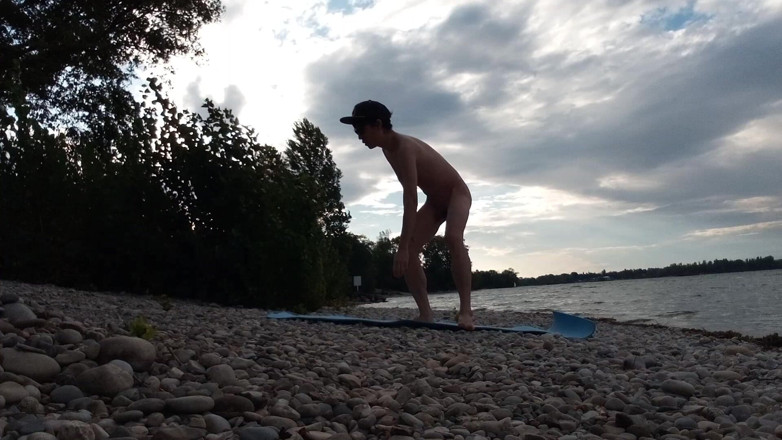 Jon Arteen: Slender Nudist Boy Does Yoga Nude on a Naturist Beach....