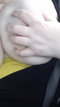Huge Tits Driving Topless