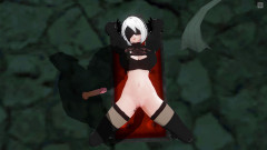 H3DC: 3D HENTAI Tied up 2B gets her fingers stuffed in her...