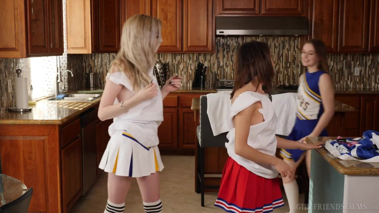 Girlfriends Films: Lesbian cheerleaders devour &amp; scissor their tight pussys - GirlfriendsFilms
