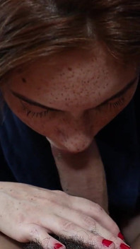 A Blowjob and Footjob of a Perfect Natural Redhead Girl
