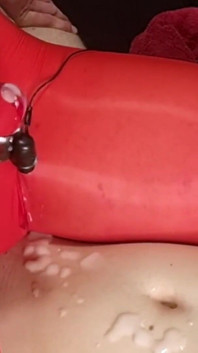 Young Femboy Cums Through Sissy Lingerie Bodysuit While Riding Fat Cock Cumshot