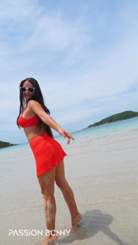 Orange Bikini Fun and Beauty Flashing on the Beach