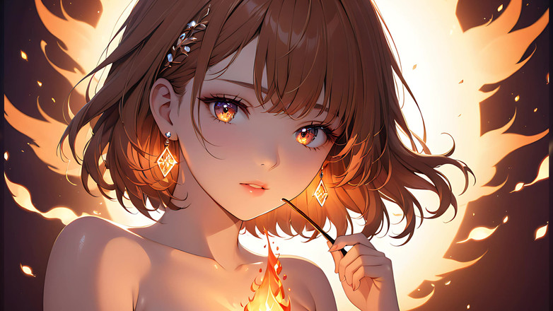 LustRender: Ember Kiss：一个美丽的年轻女人被小火焰点燃