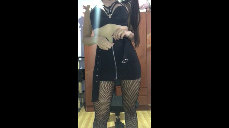 LoverDevilx: Big Ass Brunette with Harness Dancing Sexy