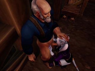 Wraith ward: Draenei kız yaşlı bir adama derin bir sakso çekiyor | Warcraft Parody