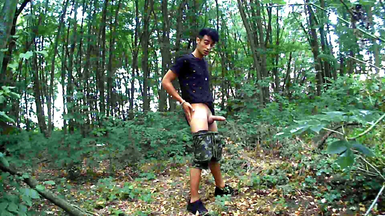 Idmir Sugary: Oriente Médio, grosso pau, floresta de verão, masturbando, mostrando porra...