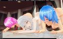 H3DC: 3D Hentai trailer groepseks met Ram, Rem en Emilia (re Zero,...