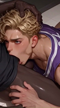 NSFW Animation - Black Basketball Stud BBC Fucks White Teammate Bareback Hard Rough Interracial Gay Anal Locker Room