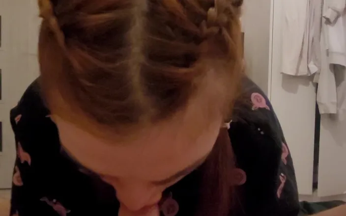 LuTosT: Stepsister with Red Pigtails Sucks Her Stepbrother and He Cums...
