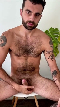 Solo Jerking Big Cock and Hanging Balls