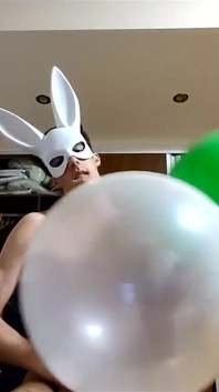 Bunny Looner Blowing up Big Balloons While Jerking off on Stream