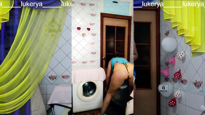 Lukerya: Alegre Lukerya, como de costumbre, se dedica a la limpieza...