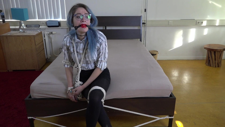 Restricting Ropes: Luna Grey - secretary ballgagged