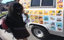 The Window of Sex: Ateşli dondurma sahne 1_brunette genç kız dondurma kamyonundaki adamla sikişiyor