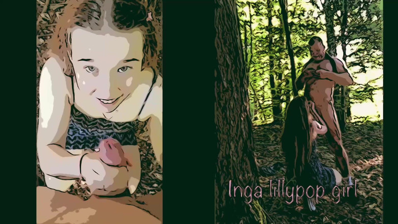 Inga lillypop girl comics: Pria yang lebih tua meniduri pirang muda di hutan