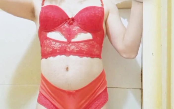 Carol videos shorts: Experimentando a lingerie vermelha da minha meia-irmã