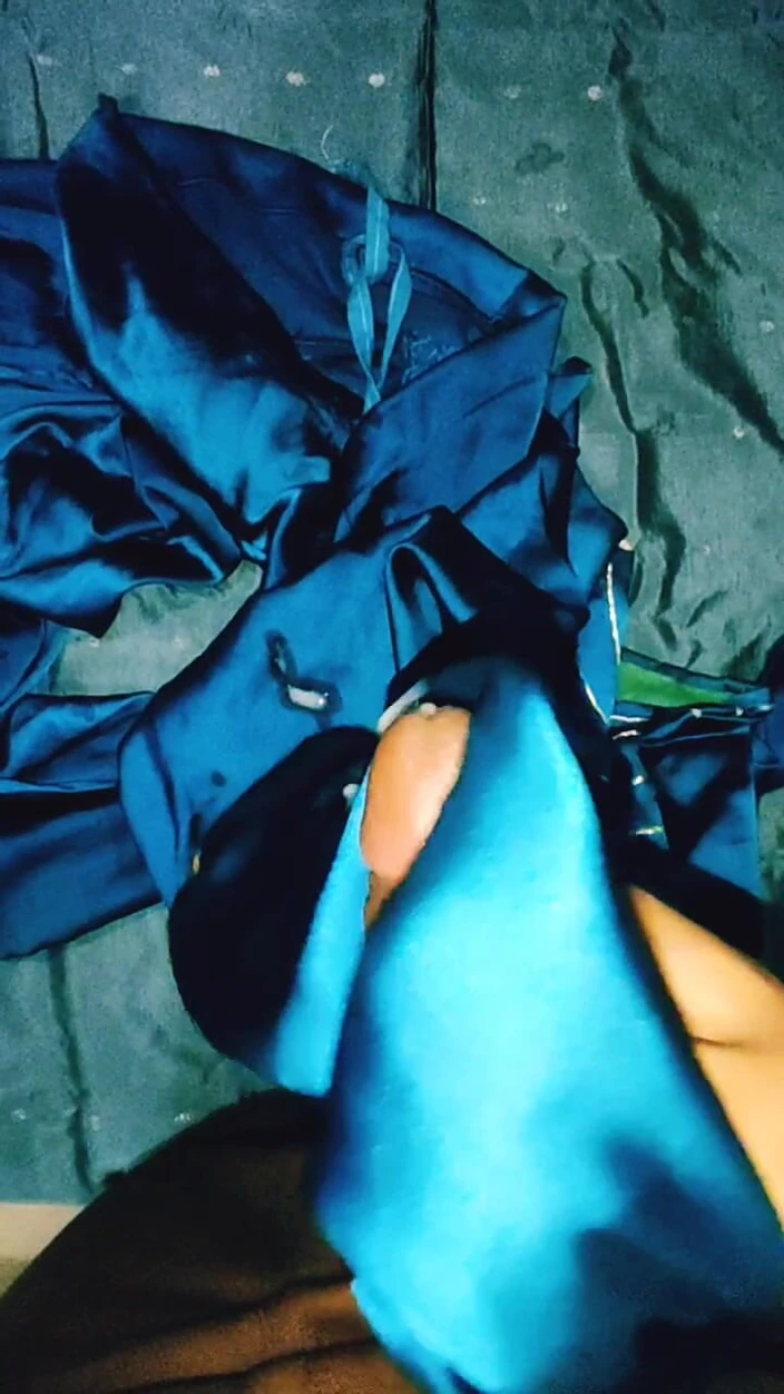 Satin And Silky: Satin Silk Handjob Porn - Handjob and Cum on Stolen Satin...