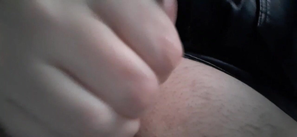 Rusty Sunnybrook: Leather Chastity Sub Jerks and Finishes on Jacket