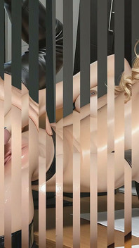 Two Beautiful Nude Women in Passionate Mutual Touching Scene