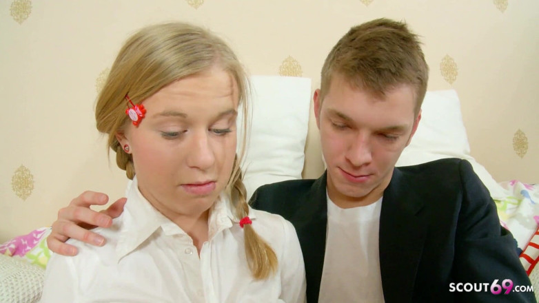Full porn collection: Candid blonde skinny teen learns with her step brother and...