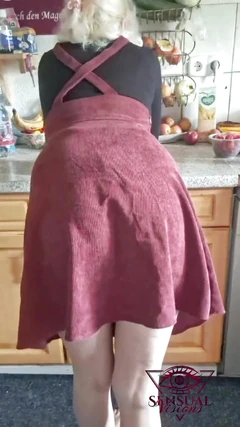 Petite Girl Masturbates with Her Wet Pussy on the Kitchen Counter and Cums Hard