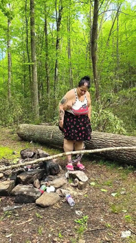 Over the Fire Pit This Horny Bitch Squirts a Pond