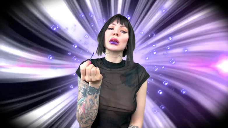 Baal Eldritch: Violet gothic lipstik, ciuman lembut - fetish lipstik, fetish bibir, ciuman